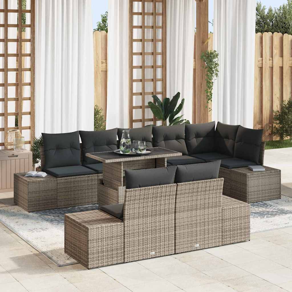 Havesofa Sæt 9 stk. Grå polyrattan