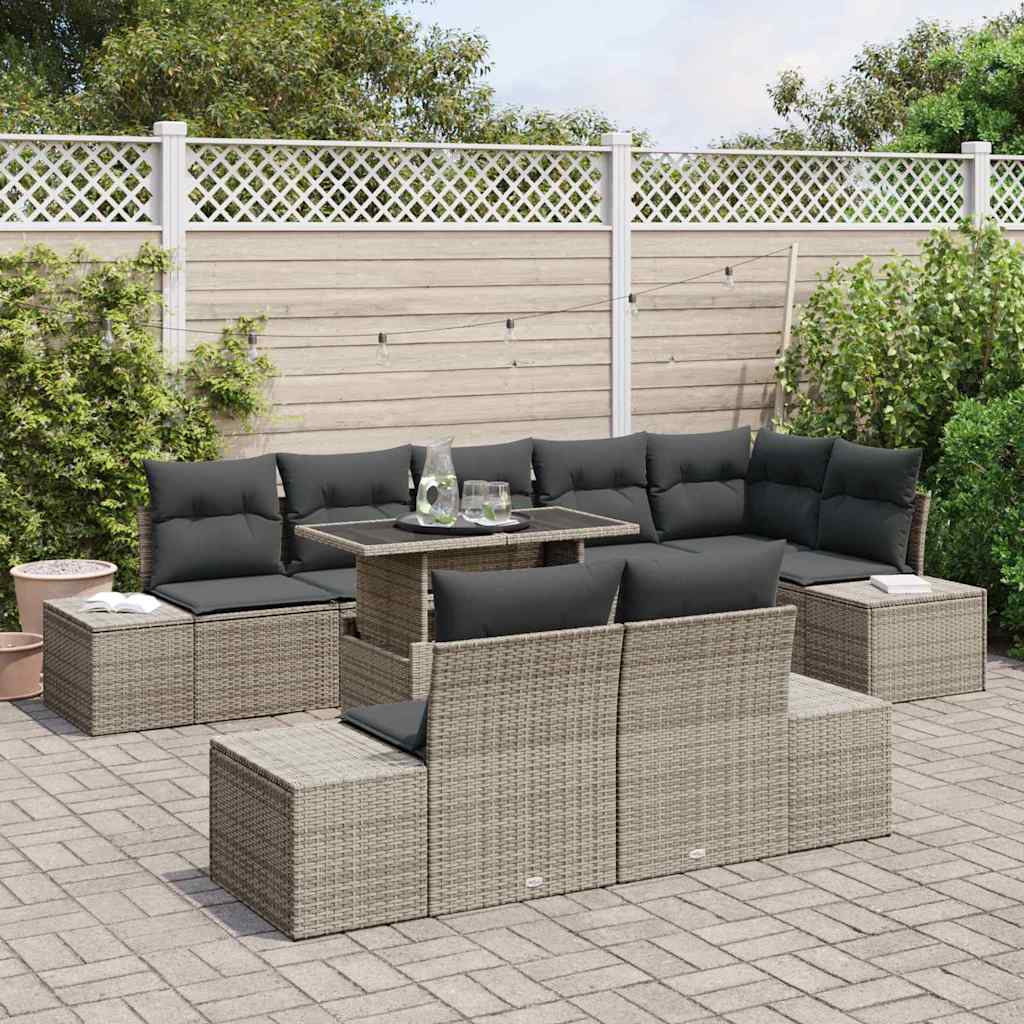 Havesofa Sæt 9 stk. Grå polyrattan