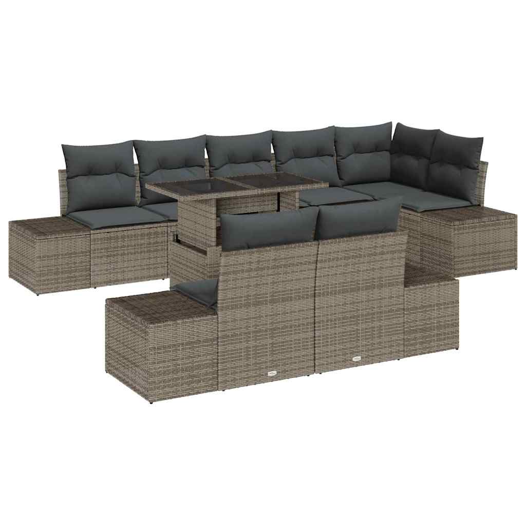 Havesofa Sæt 9 stk. Grå polyrattan