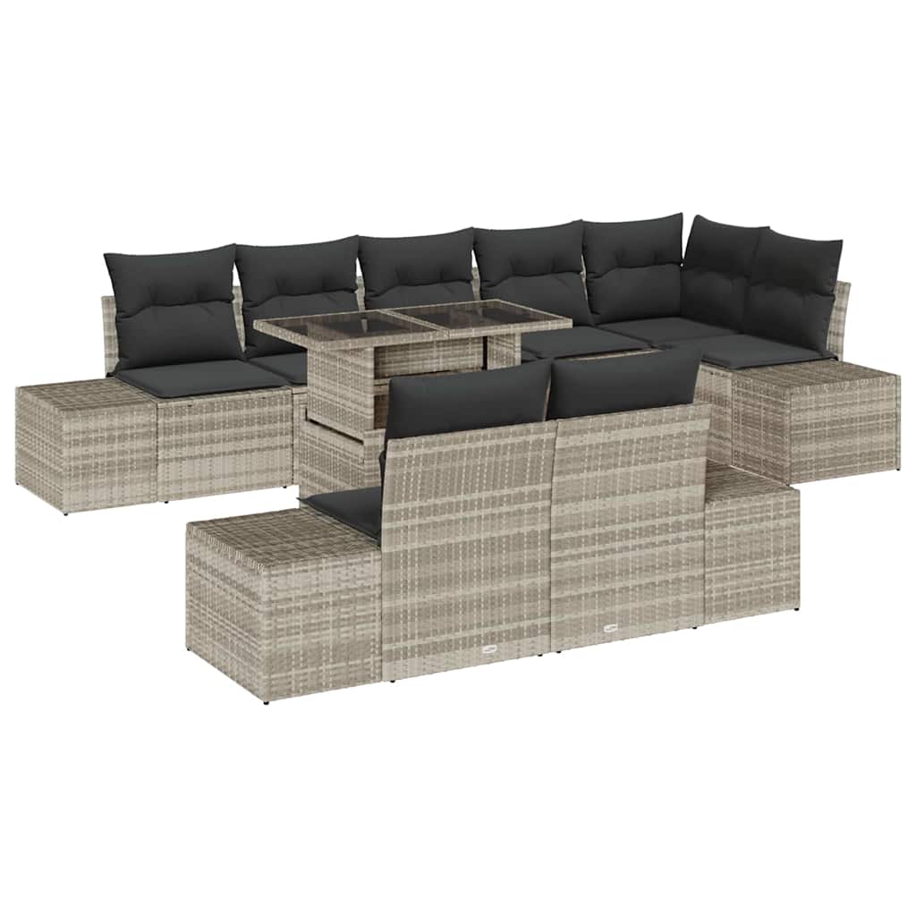 Havesofa Sæt 9 stk. Lysegrå polyrattan