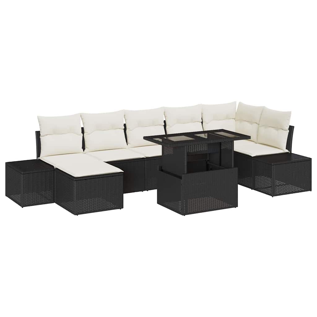 Havesofa Sæt 8 stk. Sort og Cream polyrattan