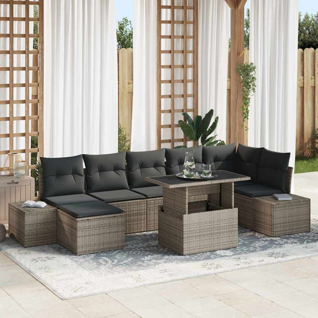 Havesofa Sæt 8 stk. Grå polyrattan