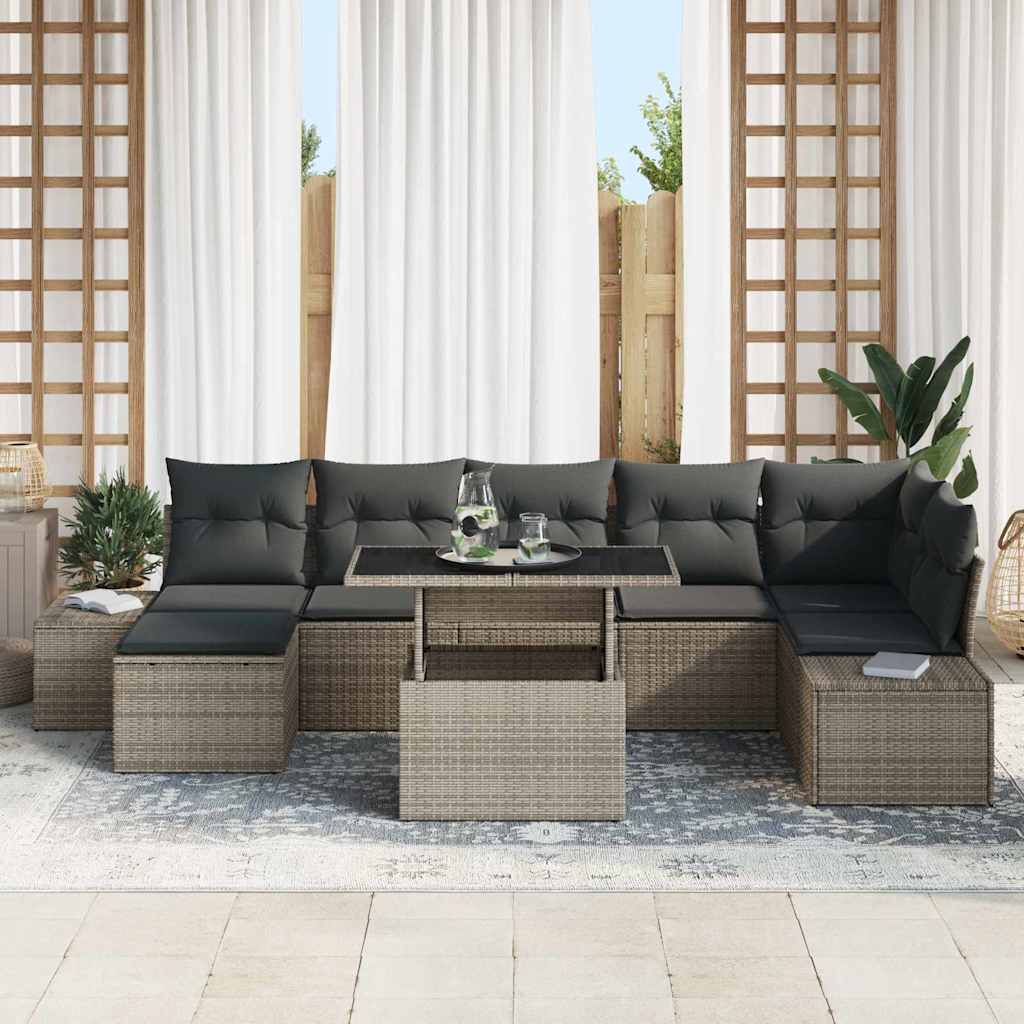 Havesofa Sæt 8 stk. Grå polyrattan
