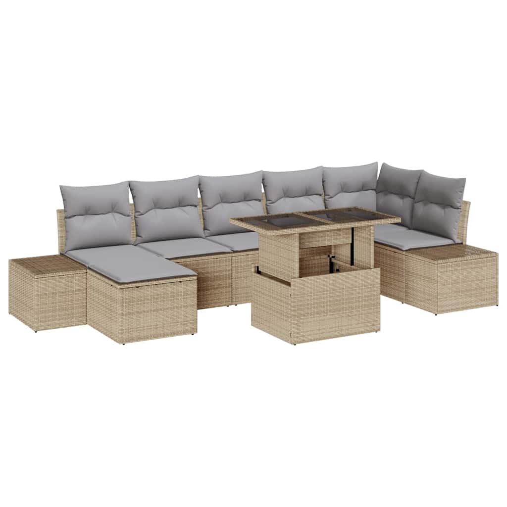 Havesofa Sæt 8 stk. Beige og lys grå polyrattan