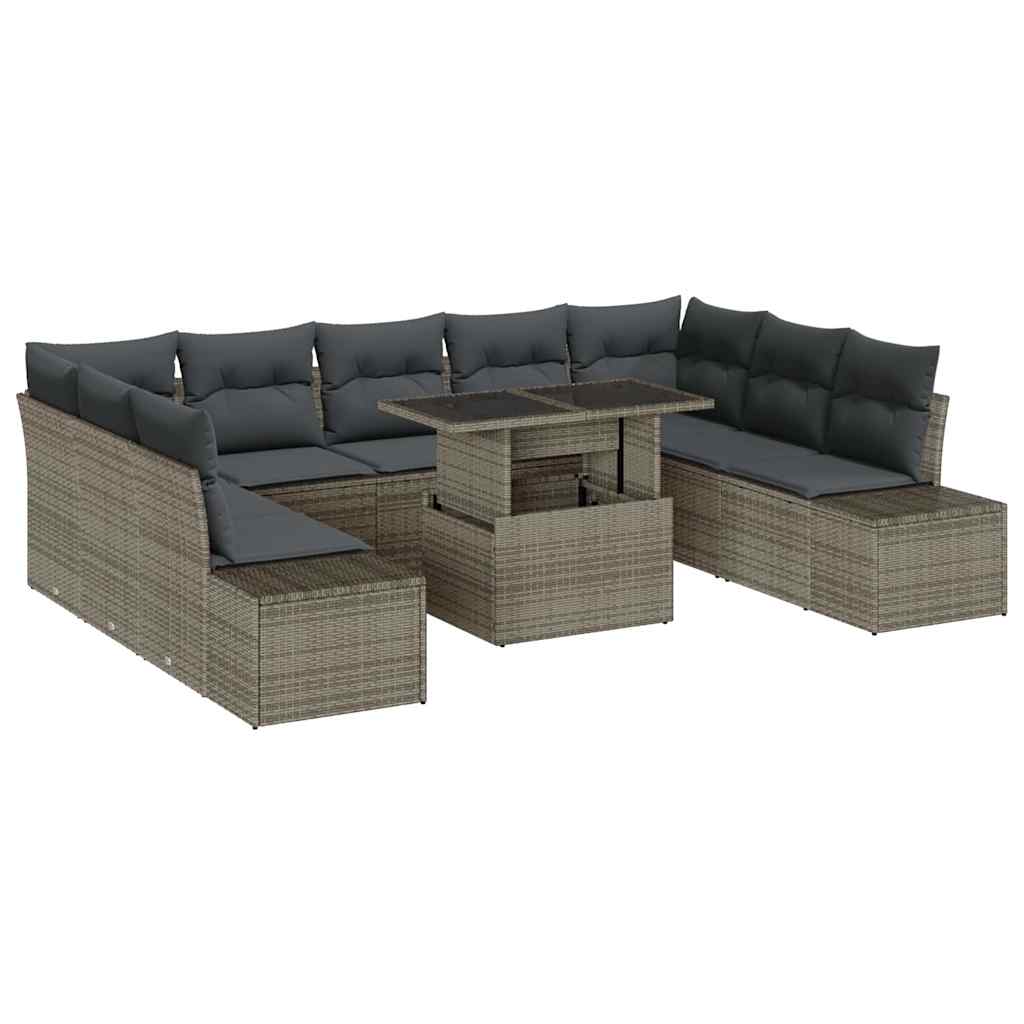 Havesofa Sæt 10 stk. Grå polyrattan