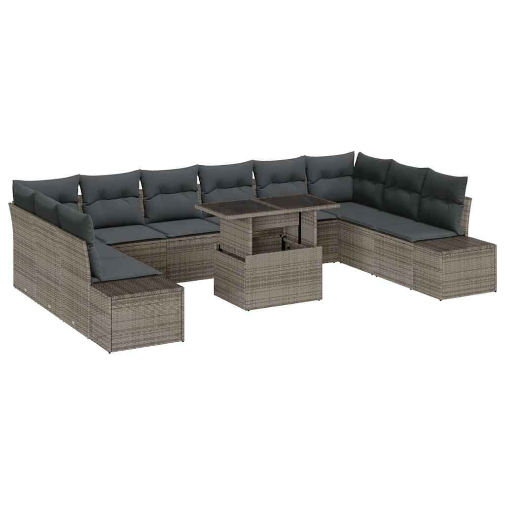 Havesofa Sæt 11 stk. Grå polyrattan