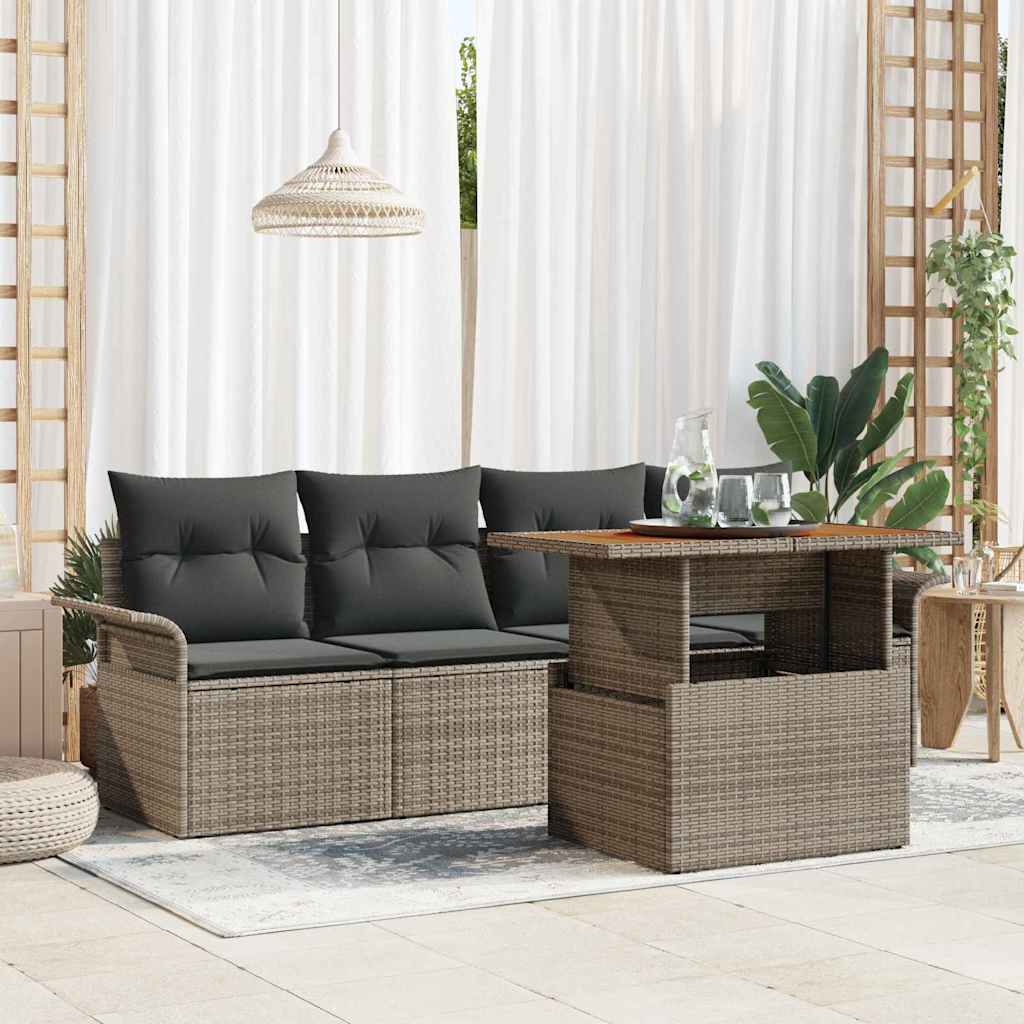 Havesofa Sæt 5 stk. Grå polyrattan