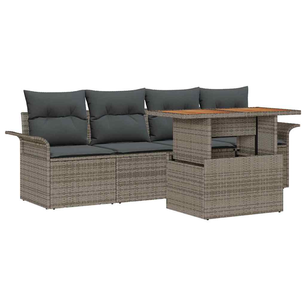 Havesofa Sæt 5 stk. Grå polyrattan