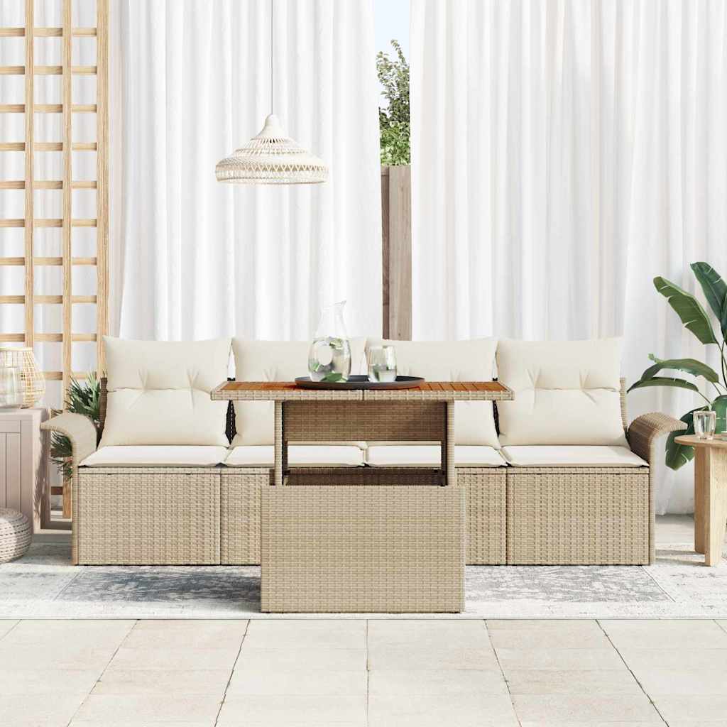 Havesofa Sæt 5 stk. Beige og creme polyrattan