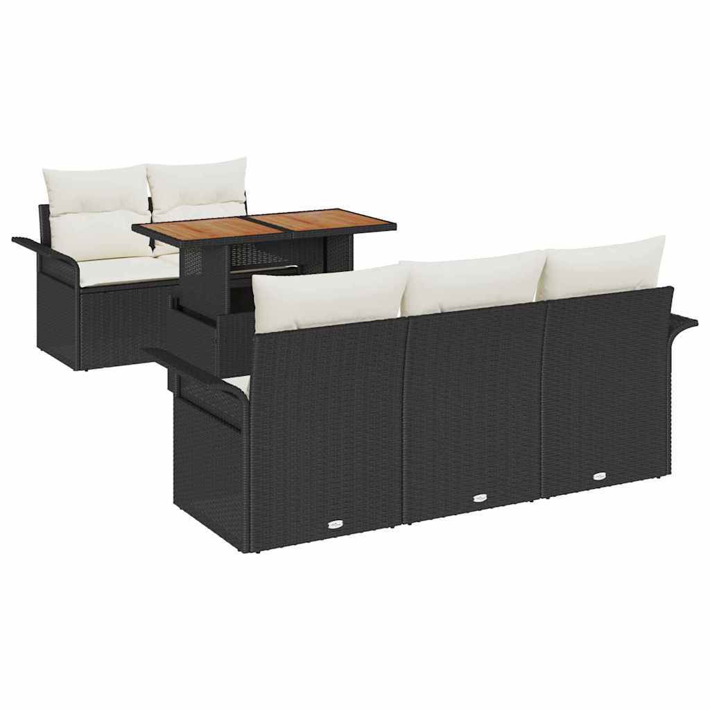 Havesofa Sæt 6 stk. Sort og Cream polyrattan