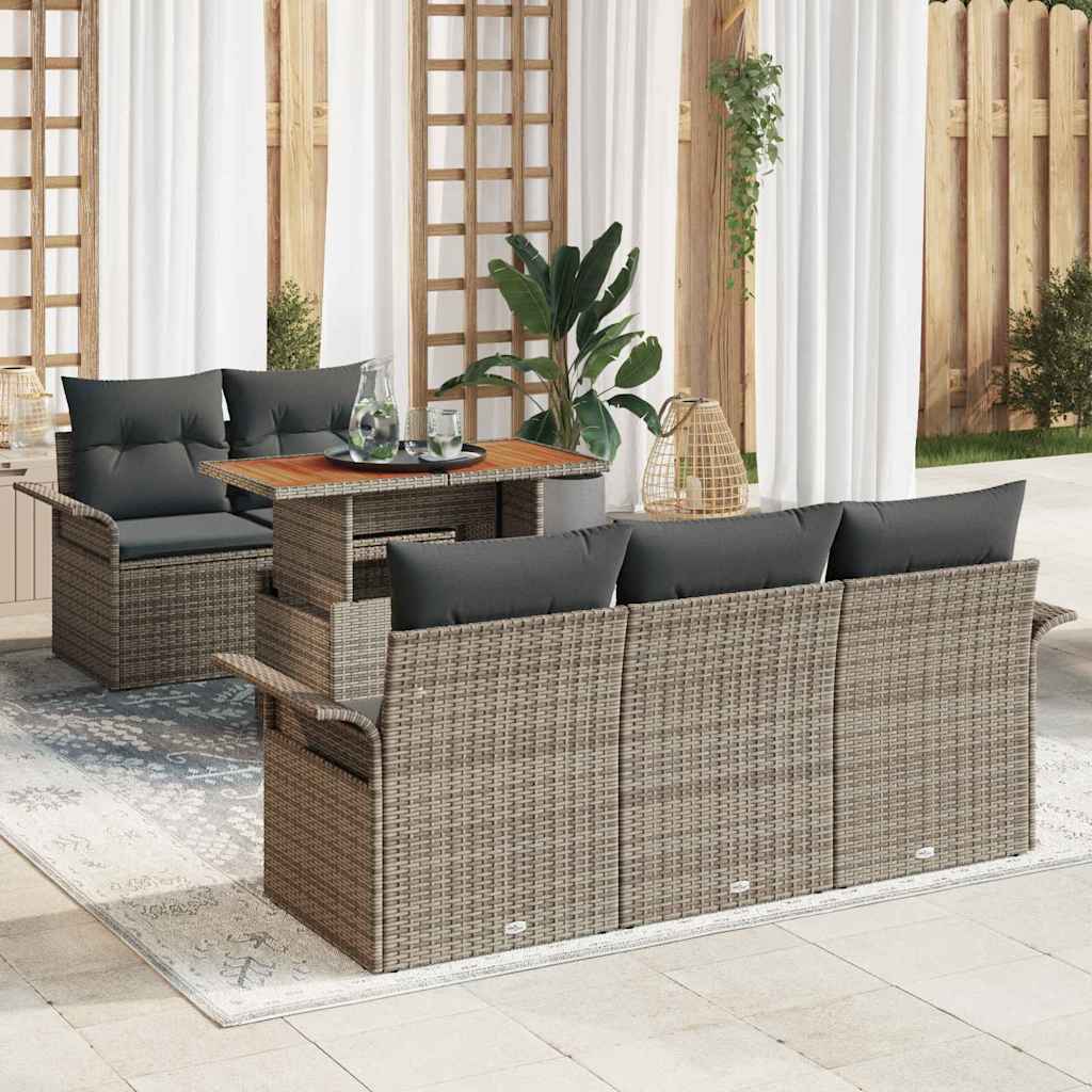Havesofa Sæt 6 stk. Grå polyrattan