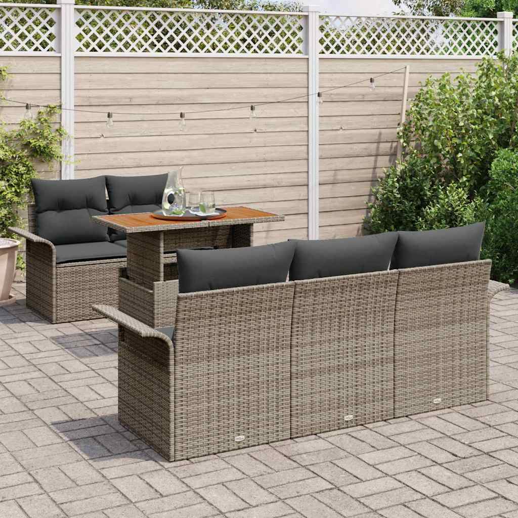 Havesofa Sæt 6 stk. Grå polyrattan