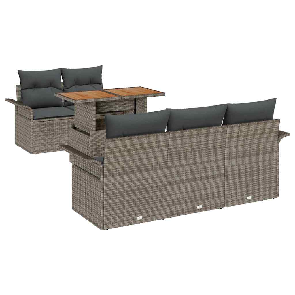 Havesofa Sæt 6 stk. Grå polyrattan