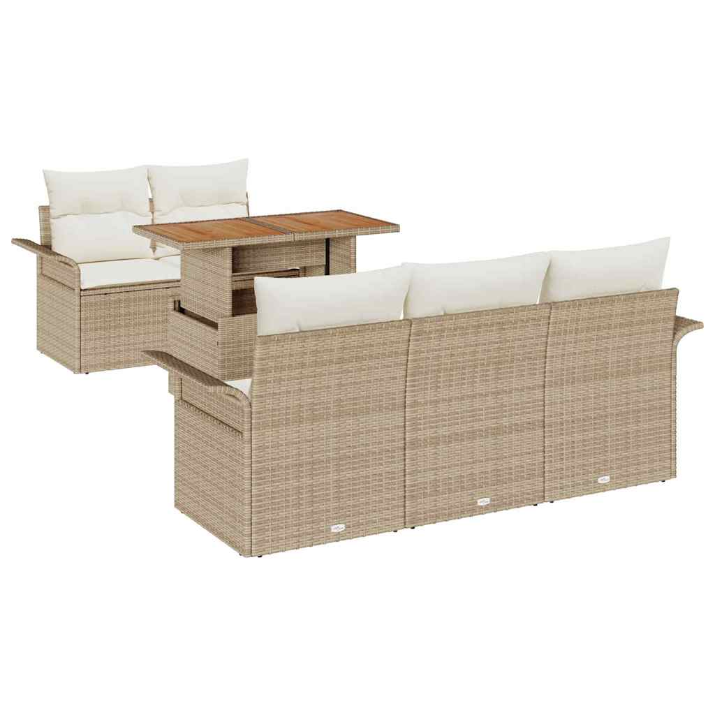 Havesofa Sæt 6 stk. Beige og creme polyrattan