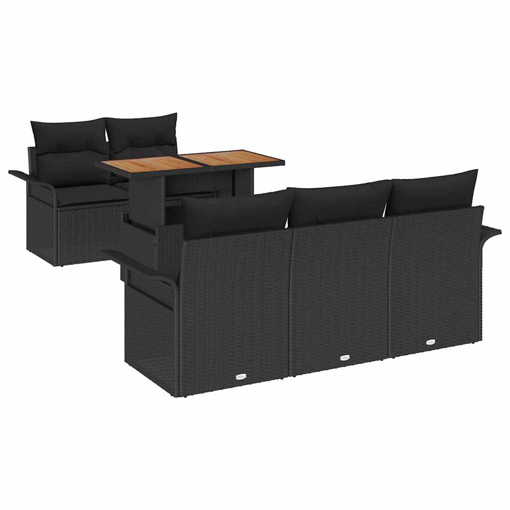 Havesofa Sæt 6 stk. Sort polyrattan