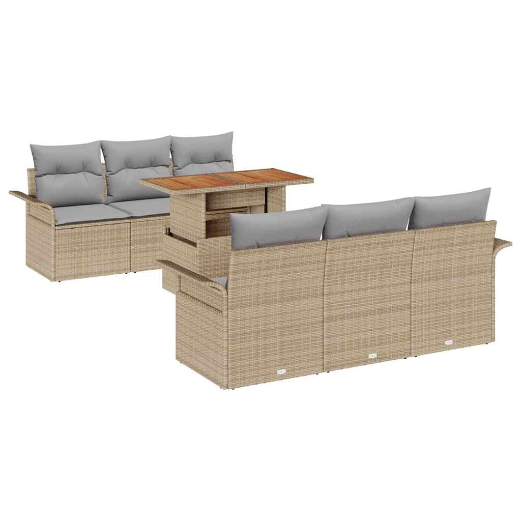 Havesofa Sæt 7 stk. beige og lysegrå