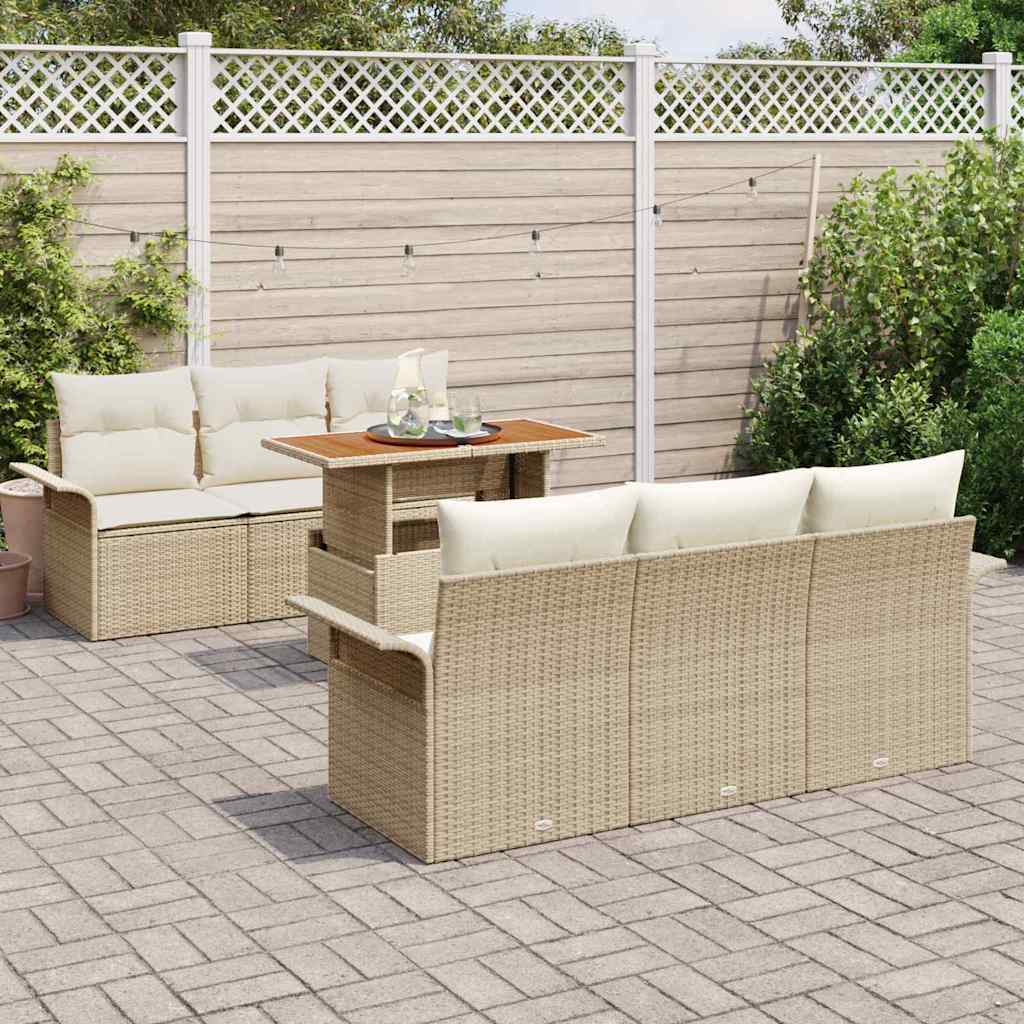 Havesofa Sæt 7 stk. beige og cremefarvet