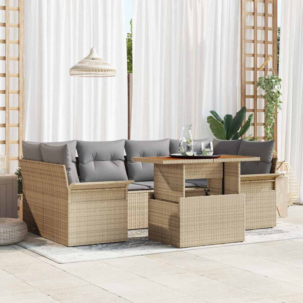 Havesofa Sæt 7 stk. beige og lysegrå