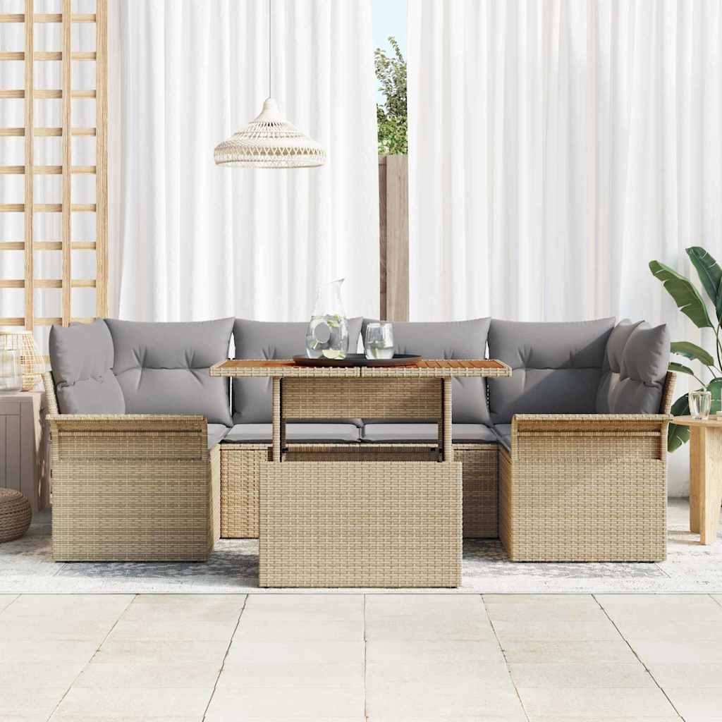 Havesofa Sæt 7 stk. beige og lysegrå