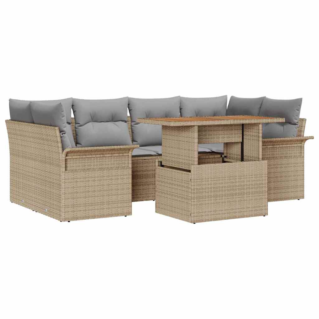 Havesofa Sæt 7 stk. beige og lysegrå