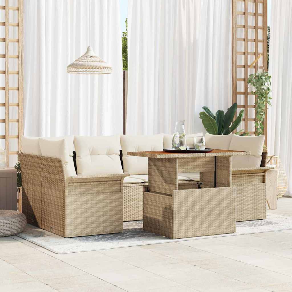Havesofa Sæt 7 stk. beige og cremefarvet