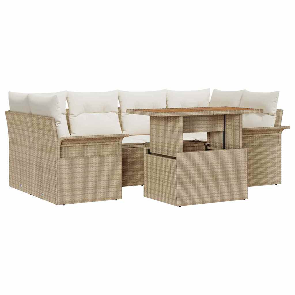 Havesofa Sæt 7 stk. beige og cremefarvet