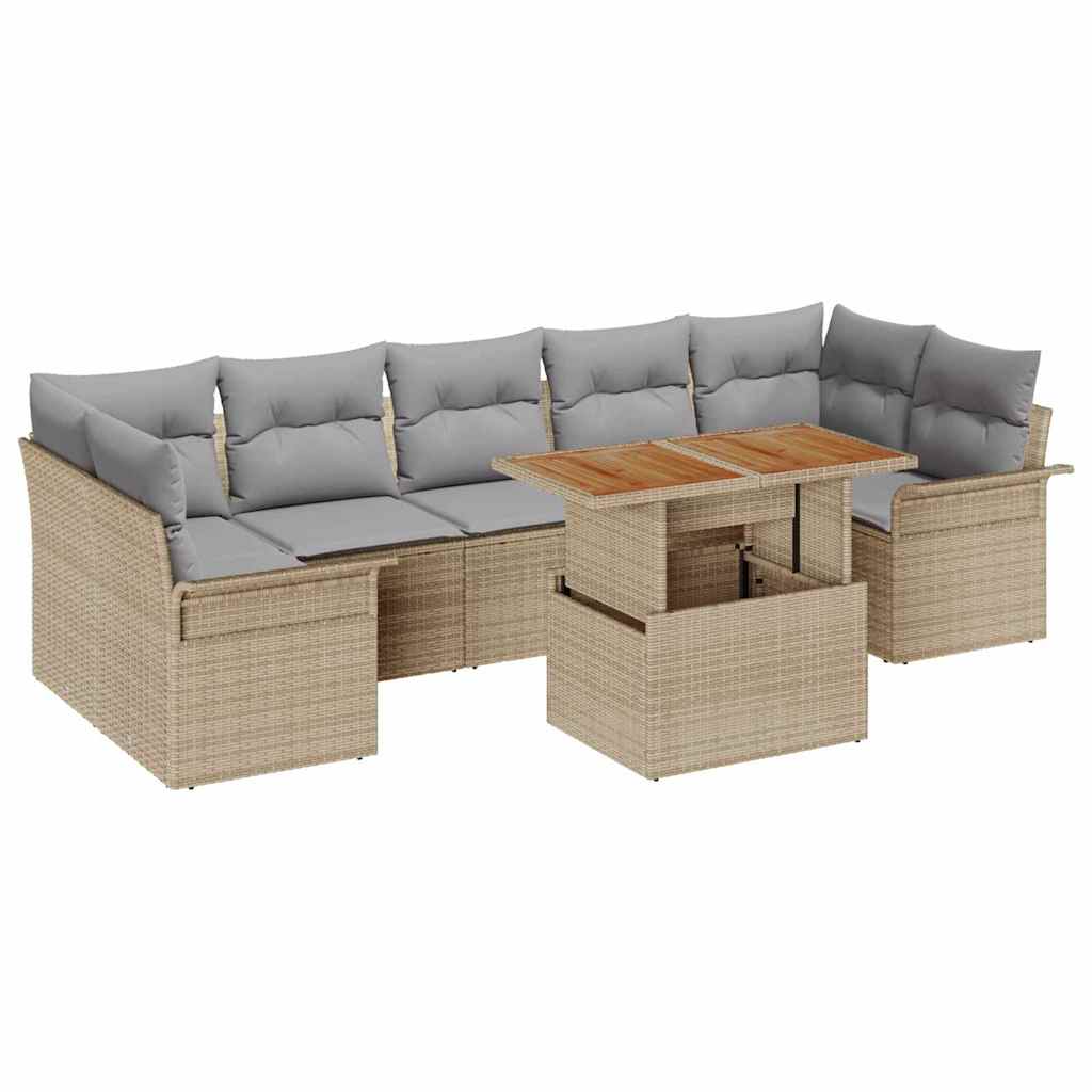 Havesofa Sæt 8 stk. beige og lysegrå