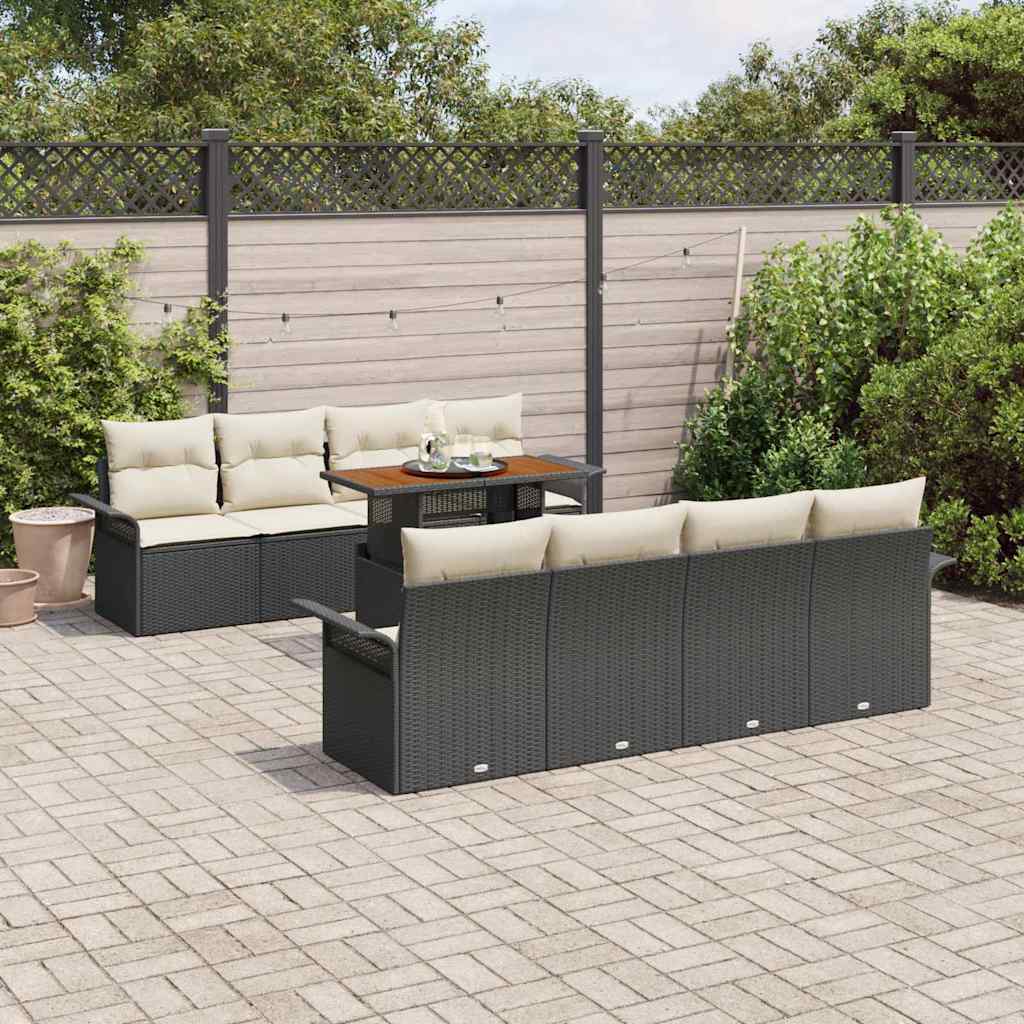 Havesofa Sæt 7 stk. Sort og Cream polyrattan