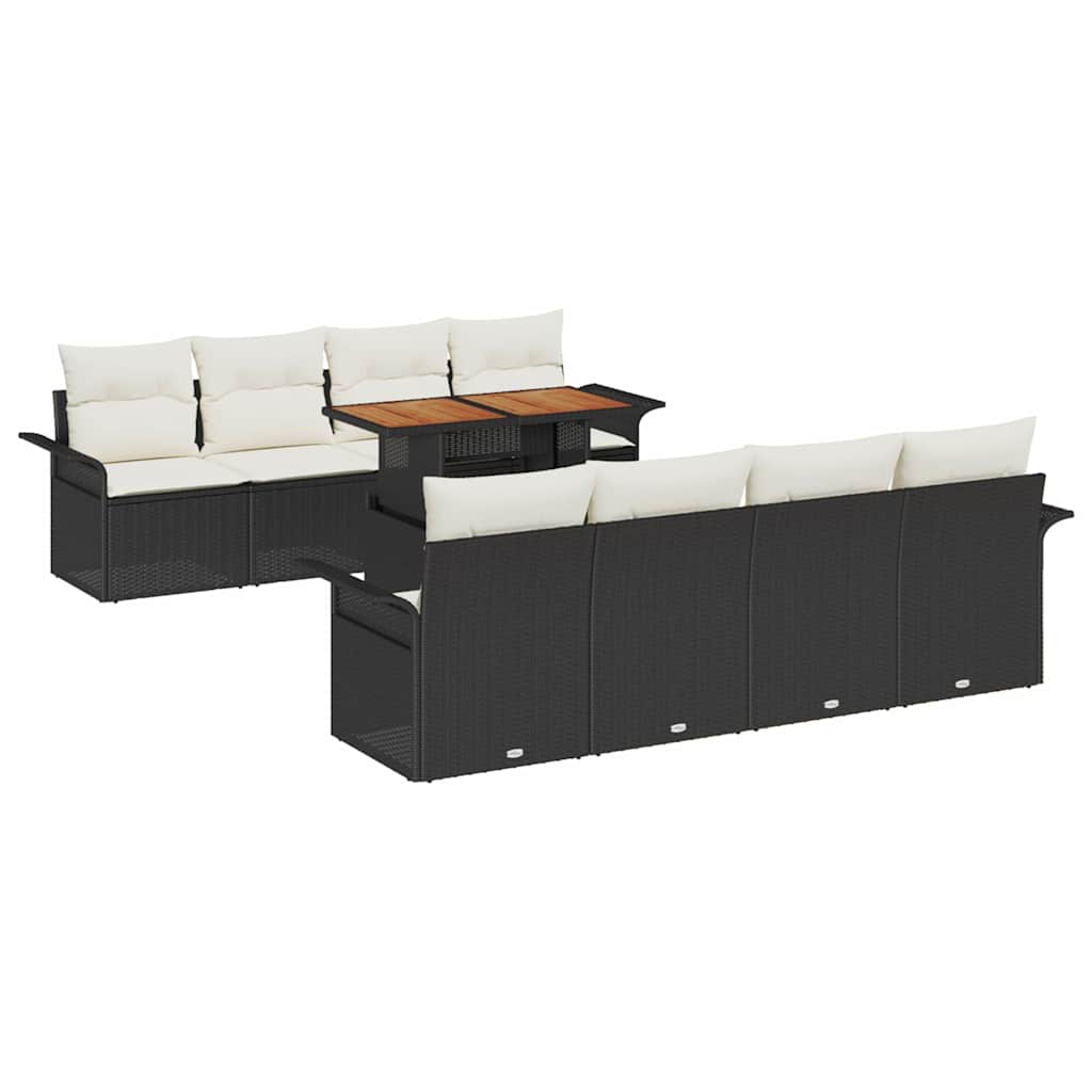Havesofa Sæt 7 stk. Sort og Cream polyrattan