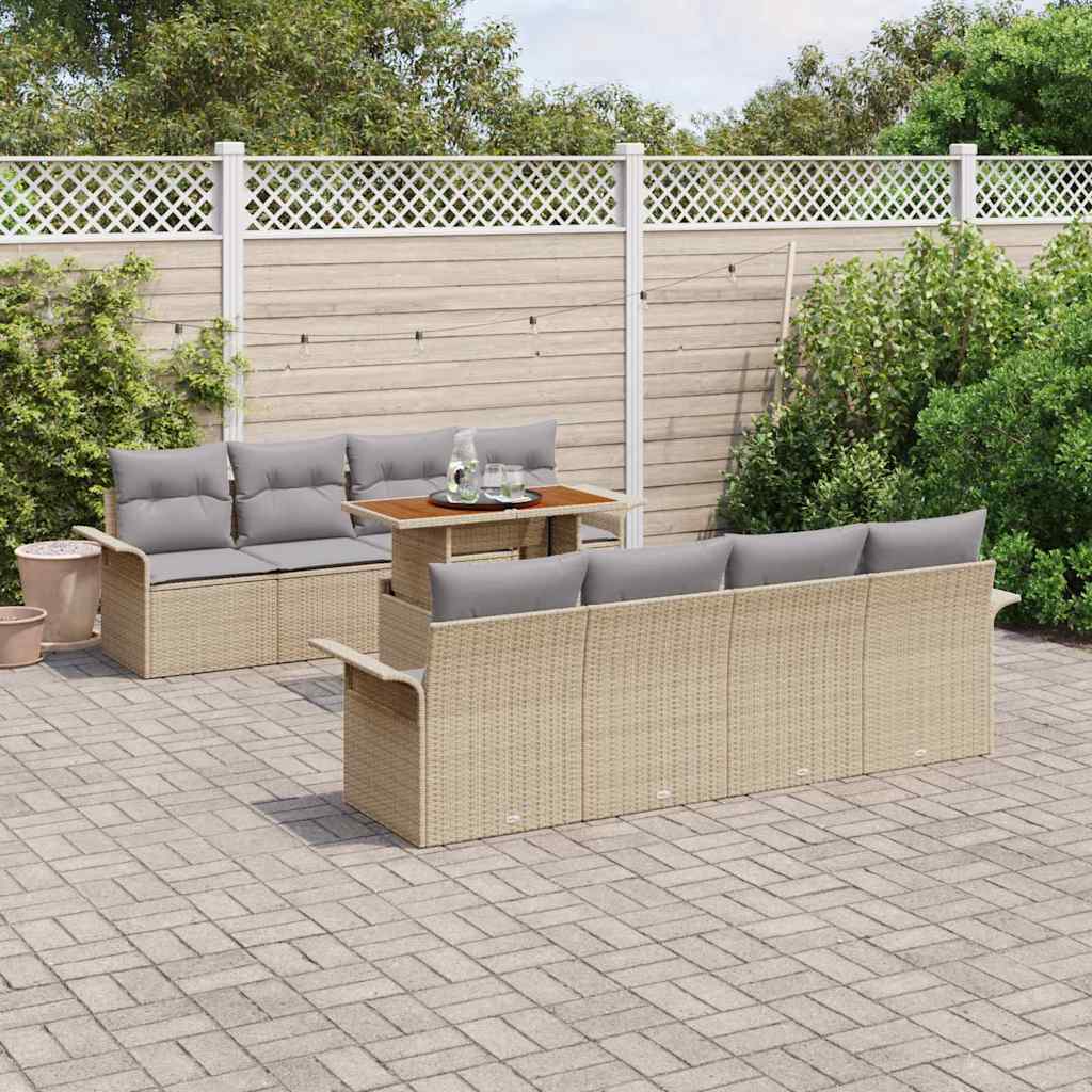 Havesofa Sæt 7 stk. Beige og lys grå polyrattan