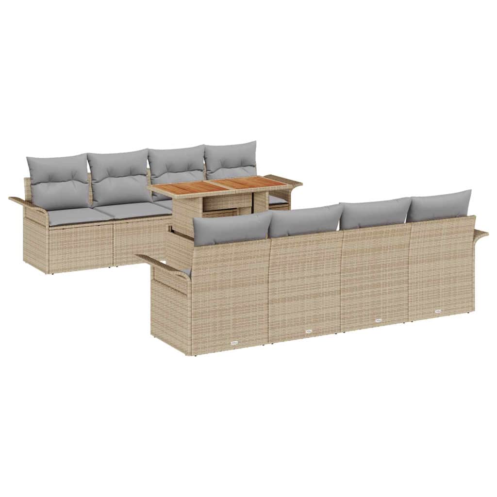 Havesofa Sæt 7 stk. Beige og lys grå polyrattan