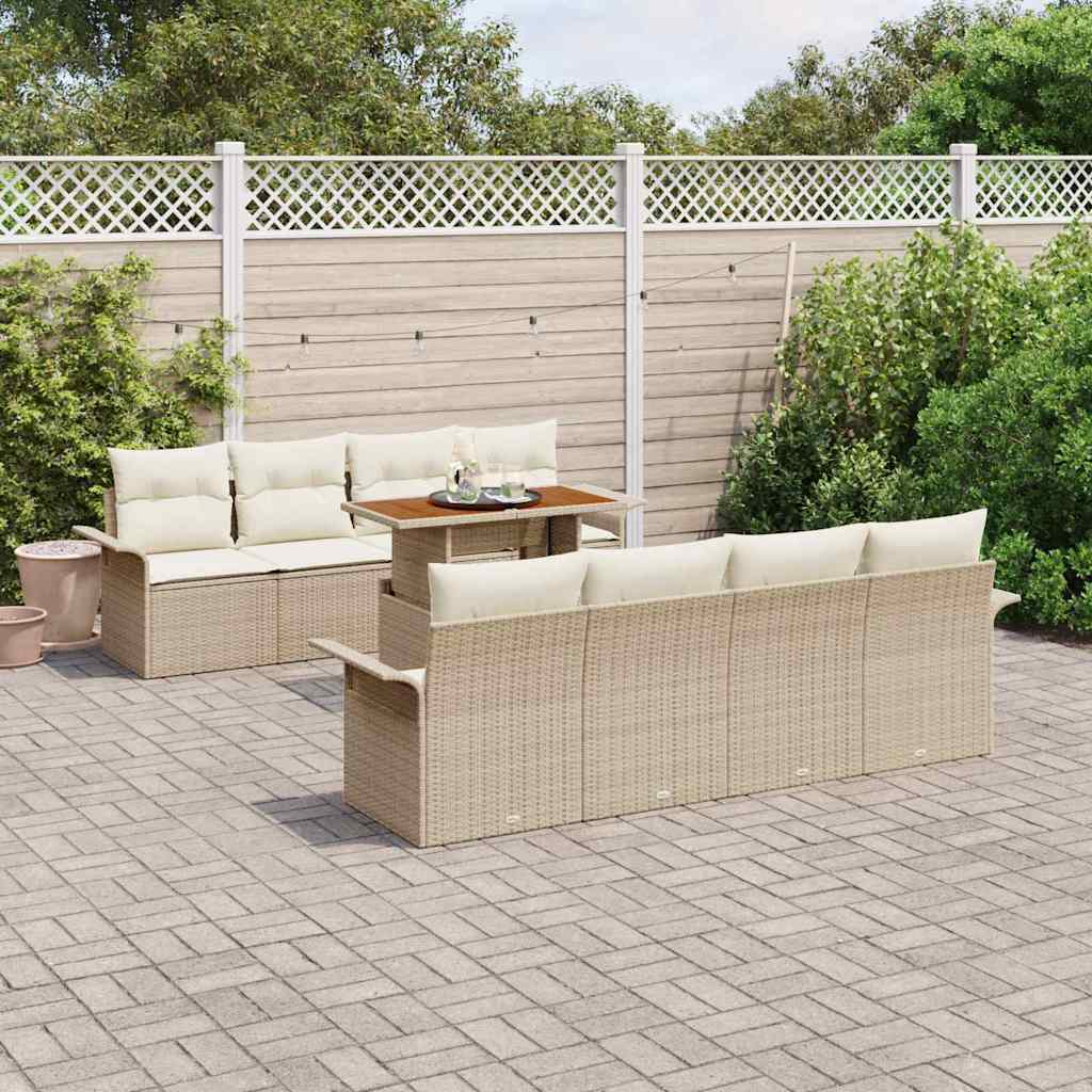 Havesofa Sæt 7 stk. Beige og creme polyrattan