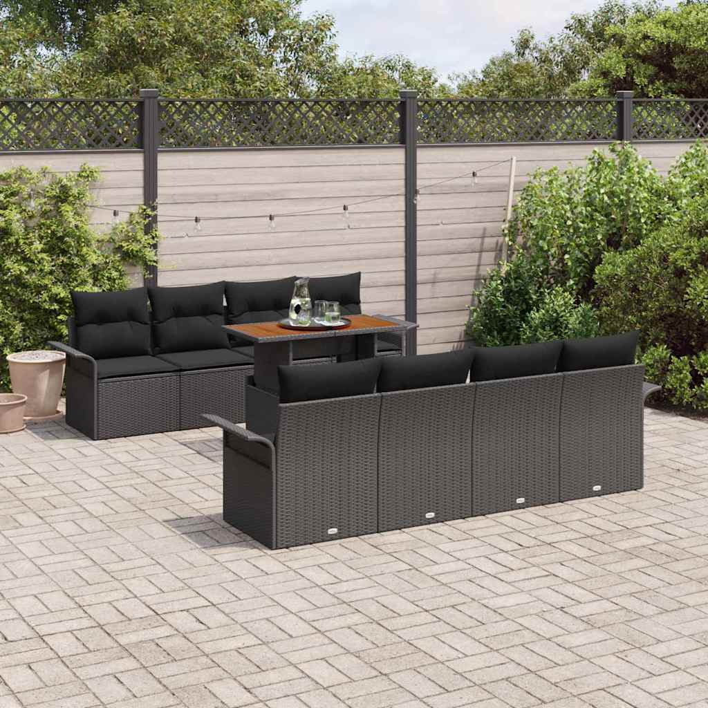 Havesofa Sæt 7 stk. Sort polyrattan