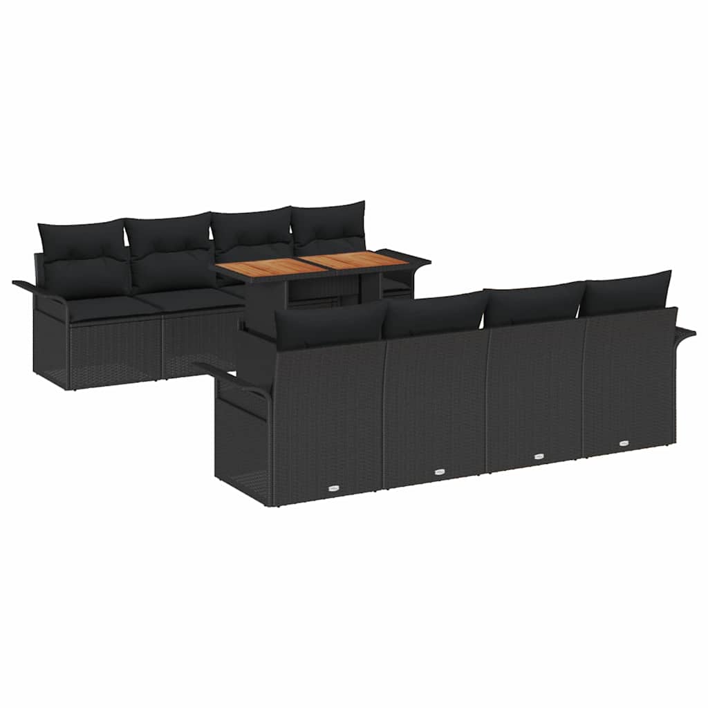Havesofa Sæt 7 stk. Sort polyrattan