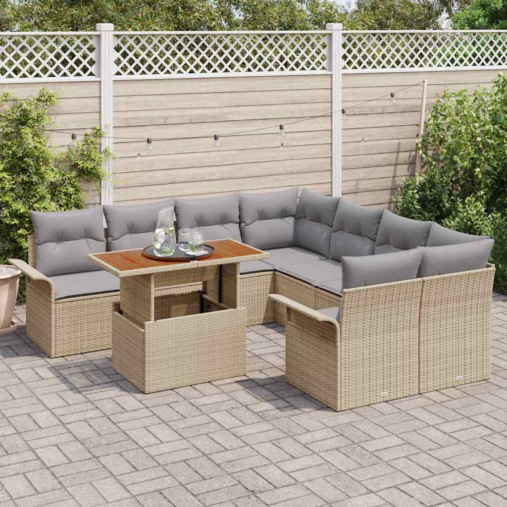 Havesofa Sæt med pude beige og lysegrå