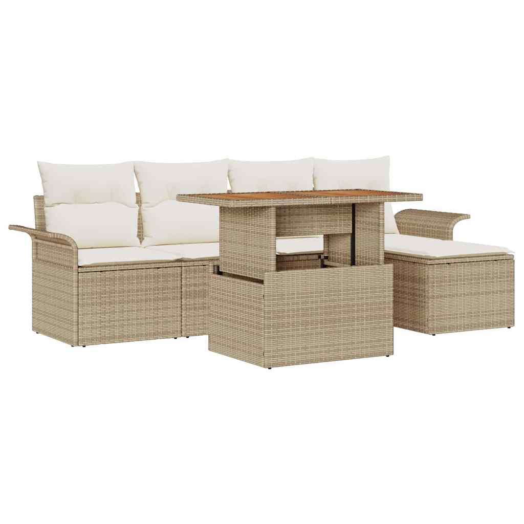 Havesofa Sæt 6 stk. beige og cremefarvet