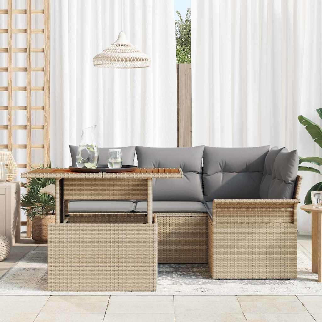 Havesofa Sæt 5 stk. beige og lysegrå