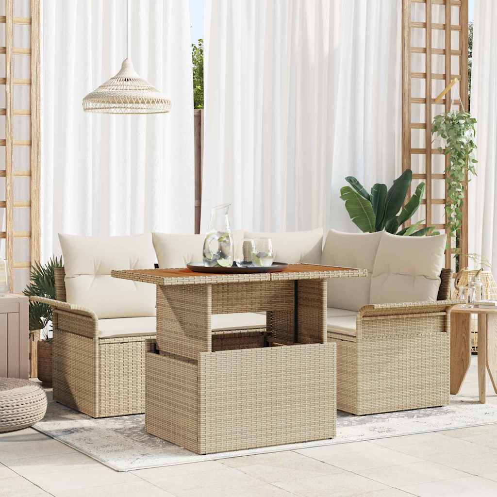 Havesofa Sæt 5 stk. beige og cremefarvet
