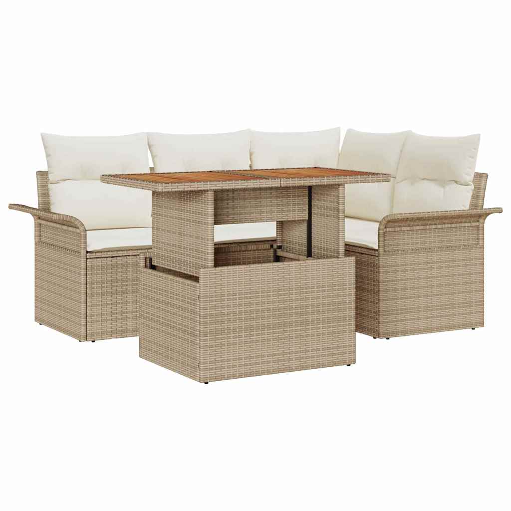 Havesofa Sæt 5 stk. beige og cremefarvet