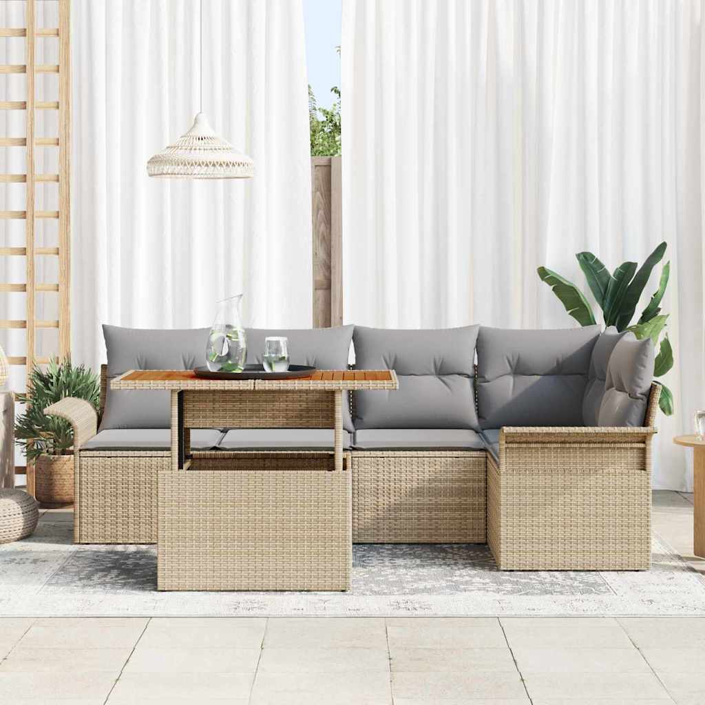 Havesofa Sæt 6 stk. beige og lysegrå