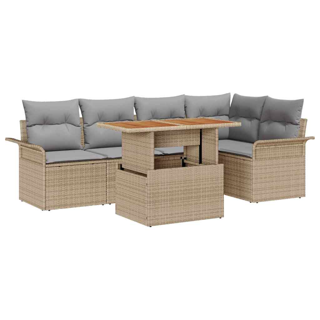 Havesofa Sæt 6 stk. beige og lysegrå