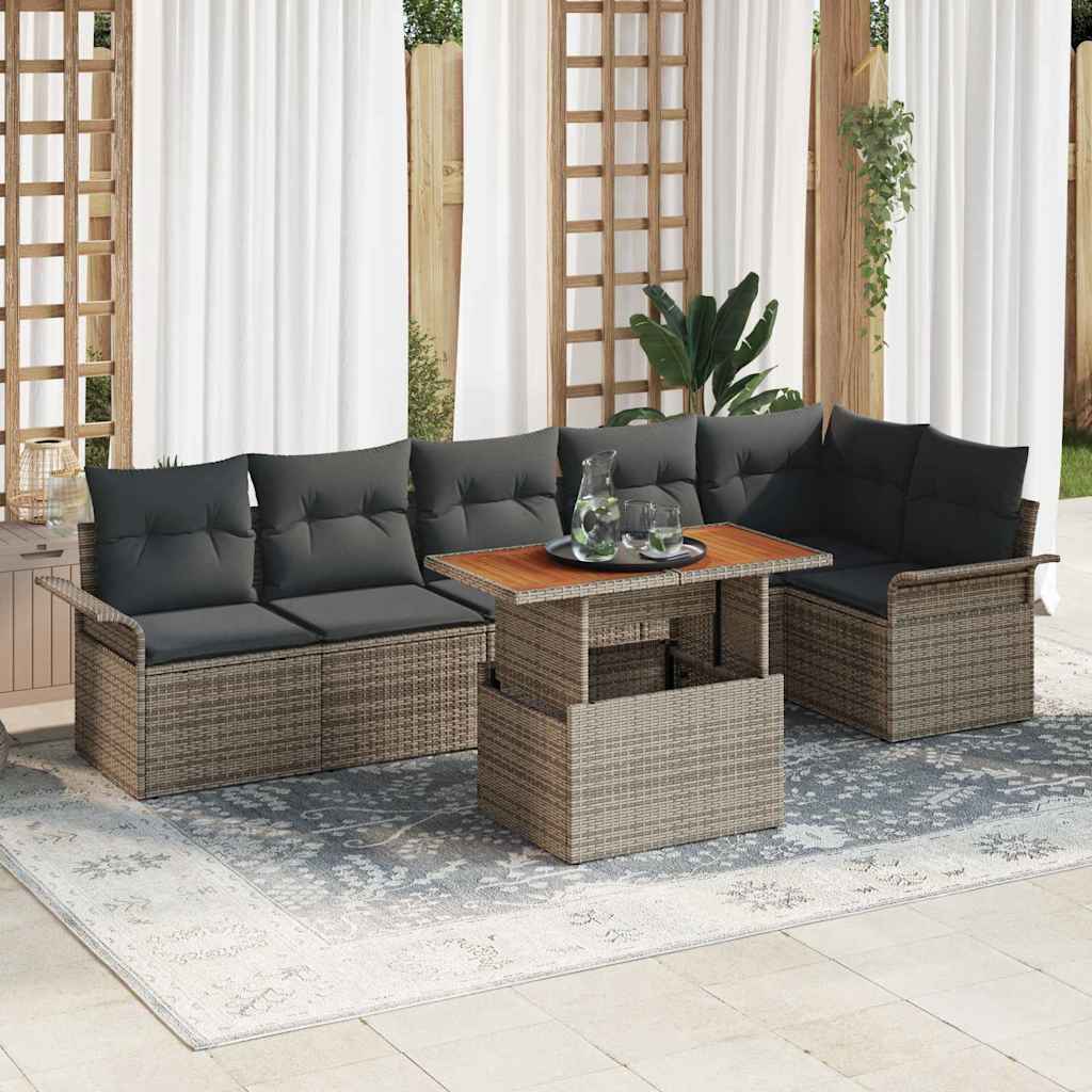 Havesofa Sæt 7 stk. Grå polyrattan