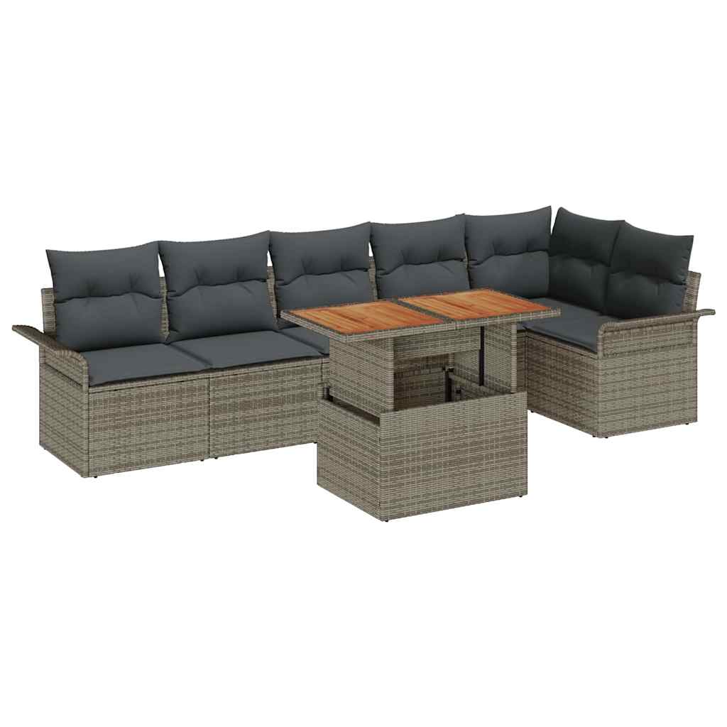 Havesofa Sæt 7 stk. Grå polyrattan