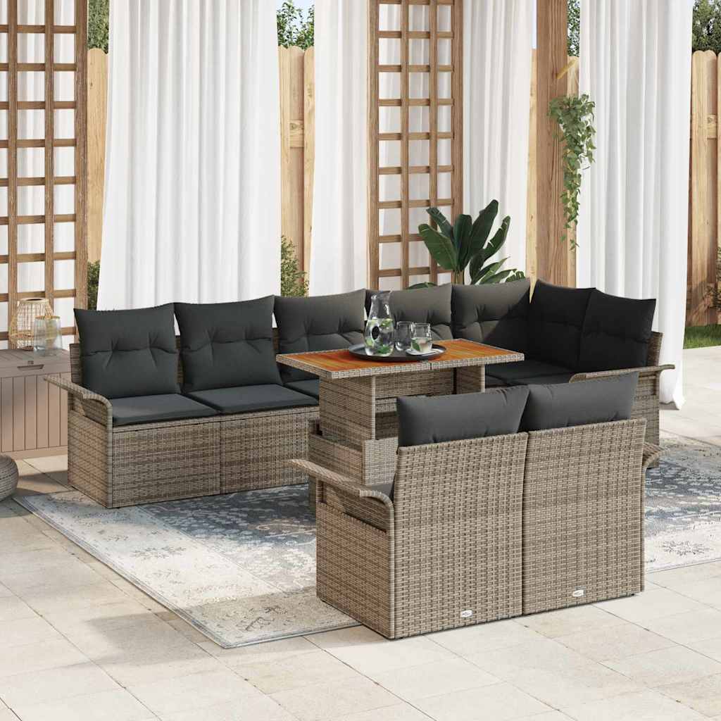 Havesofa Sæt 9 stk. Grå polyrattan