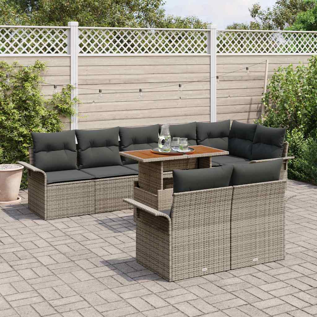 Havesofa Sæt 9 stk. Grå polyrattan