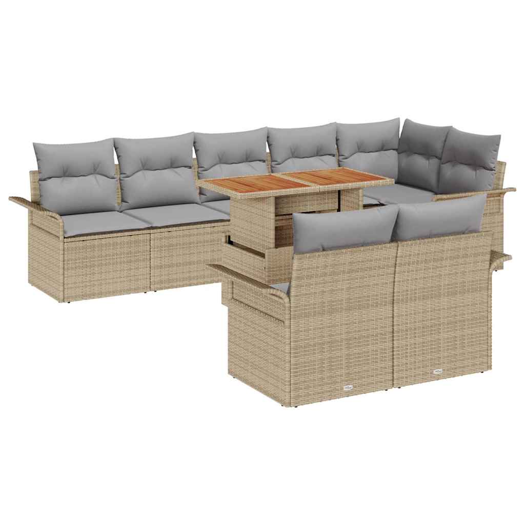 Havesofa Sæt 9 stk. Beige og lys grå polyrattan