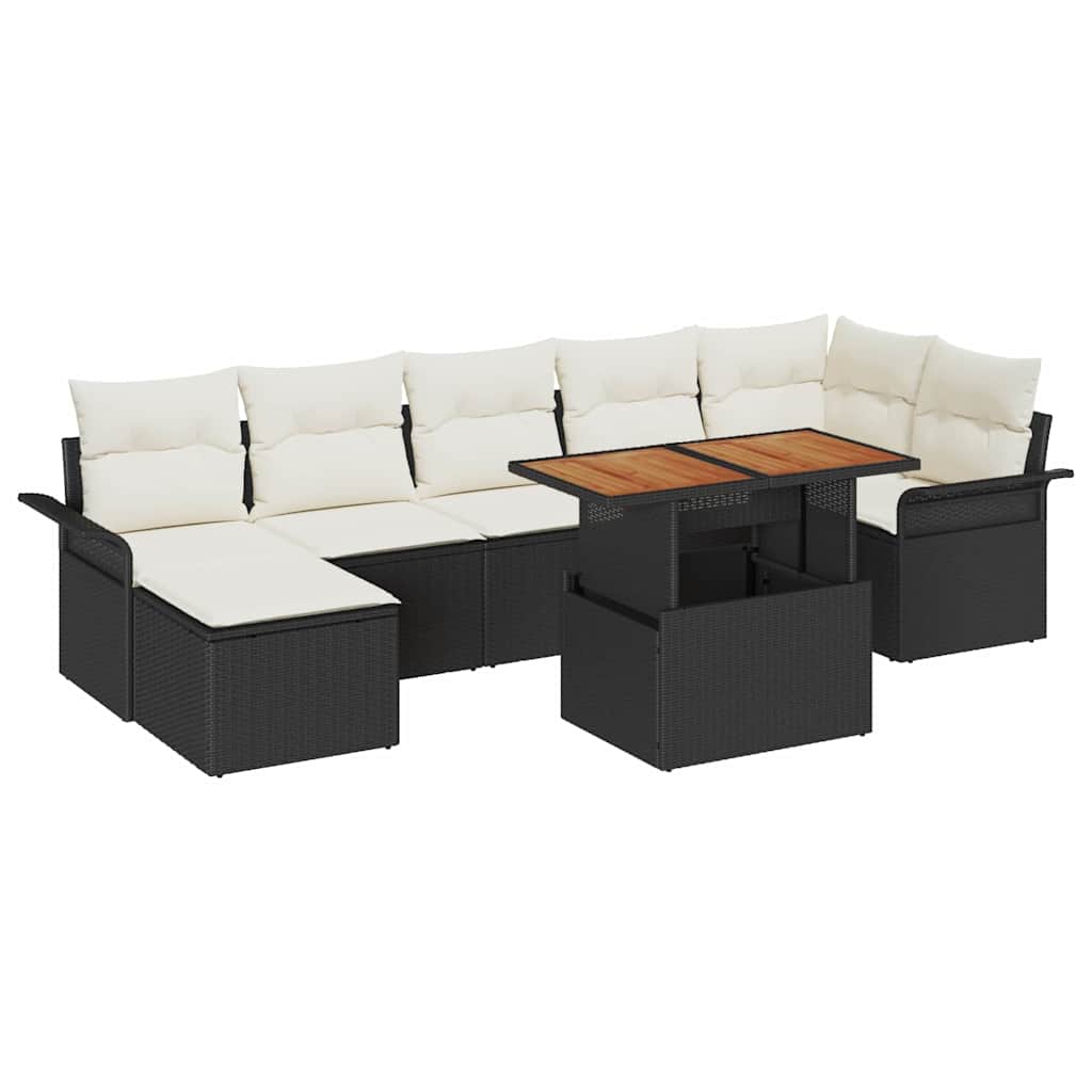 Havesofa Sæt 8 stk. Sort og Cream polyrattan