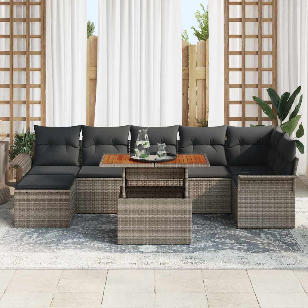 Havesofa Sæt 8 stk. Grå polyrattan