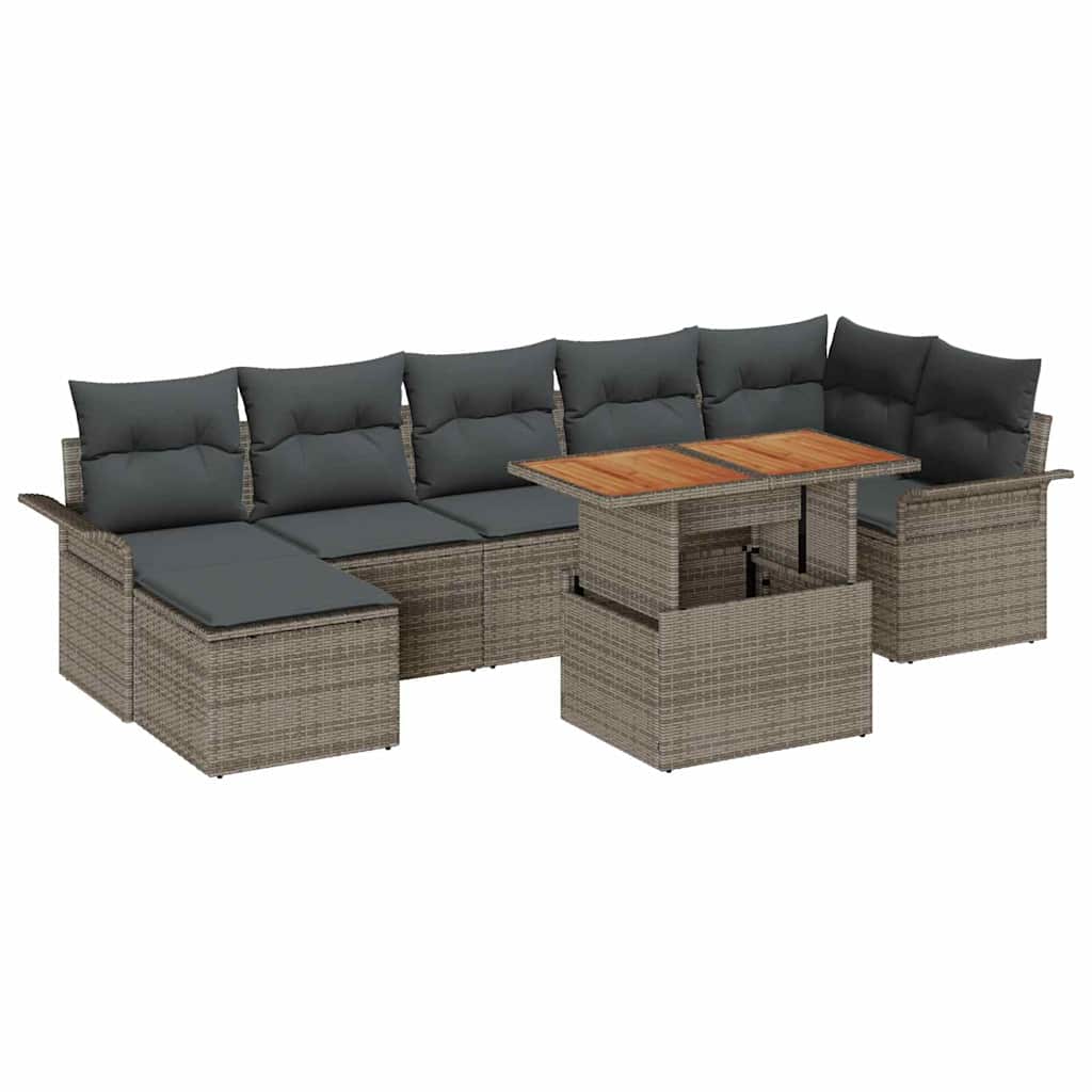 Havesofa Sæt 8 stk. Grå polyrattan