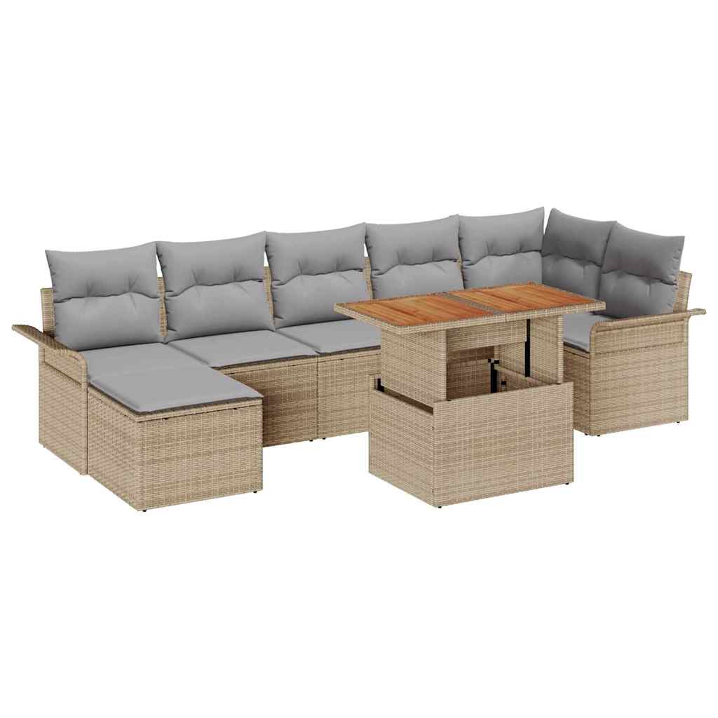 Havesofa Sæt 8 stk. Beige og lys grå polyrattan